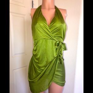 Green halter dress